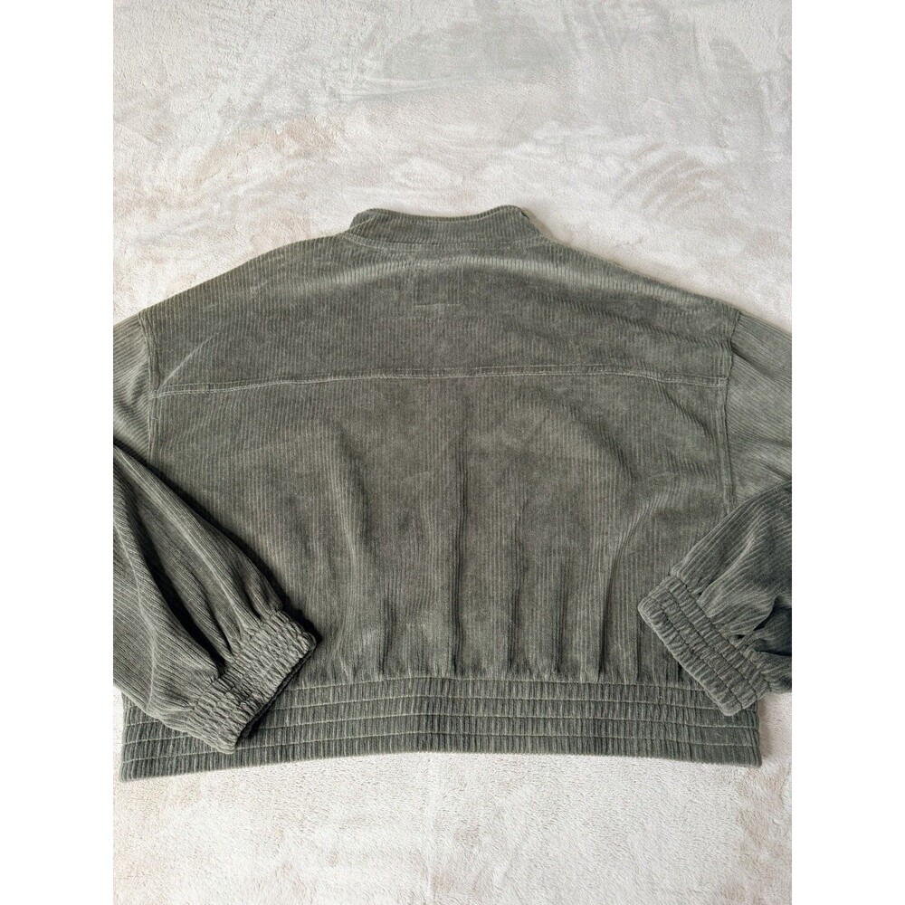Aerie Olive Green Corduroy Cropped Jacket Full Zip Utility Pockets Size M - Picture 8 of 10